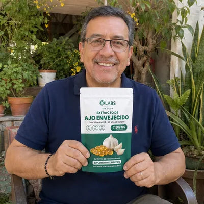Cliente de Raíces Labs con su Ajo Envejecido