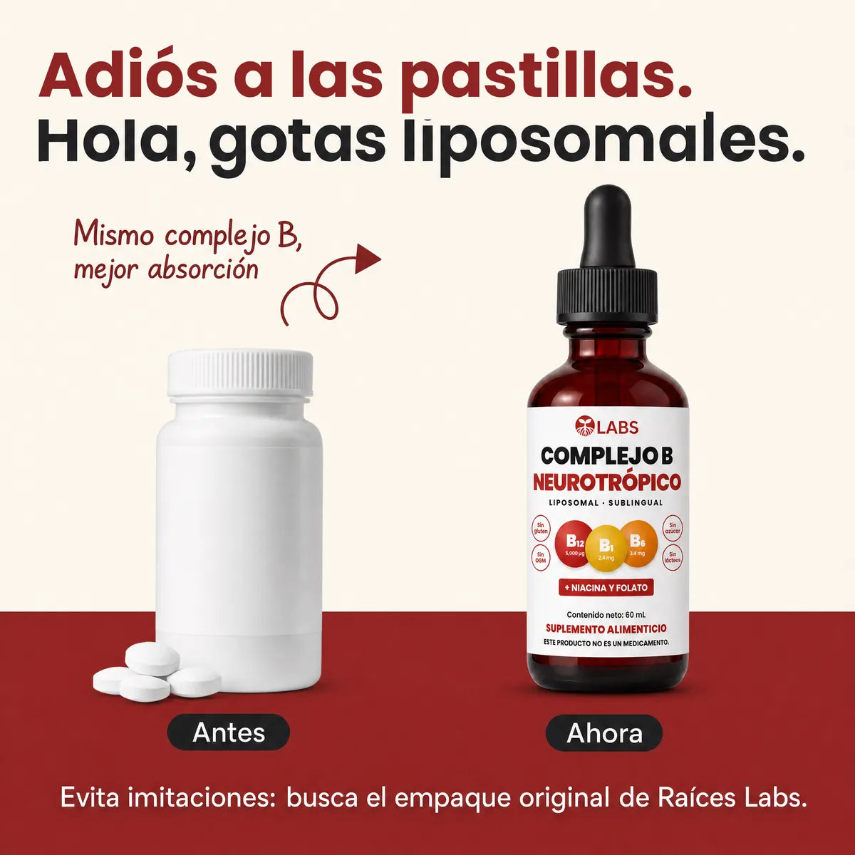 Gotas liposomales frente a pastillas comunes