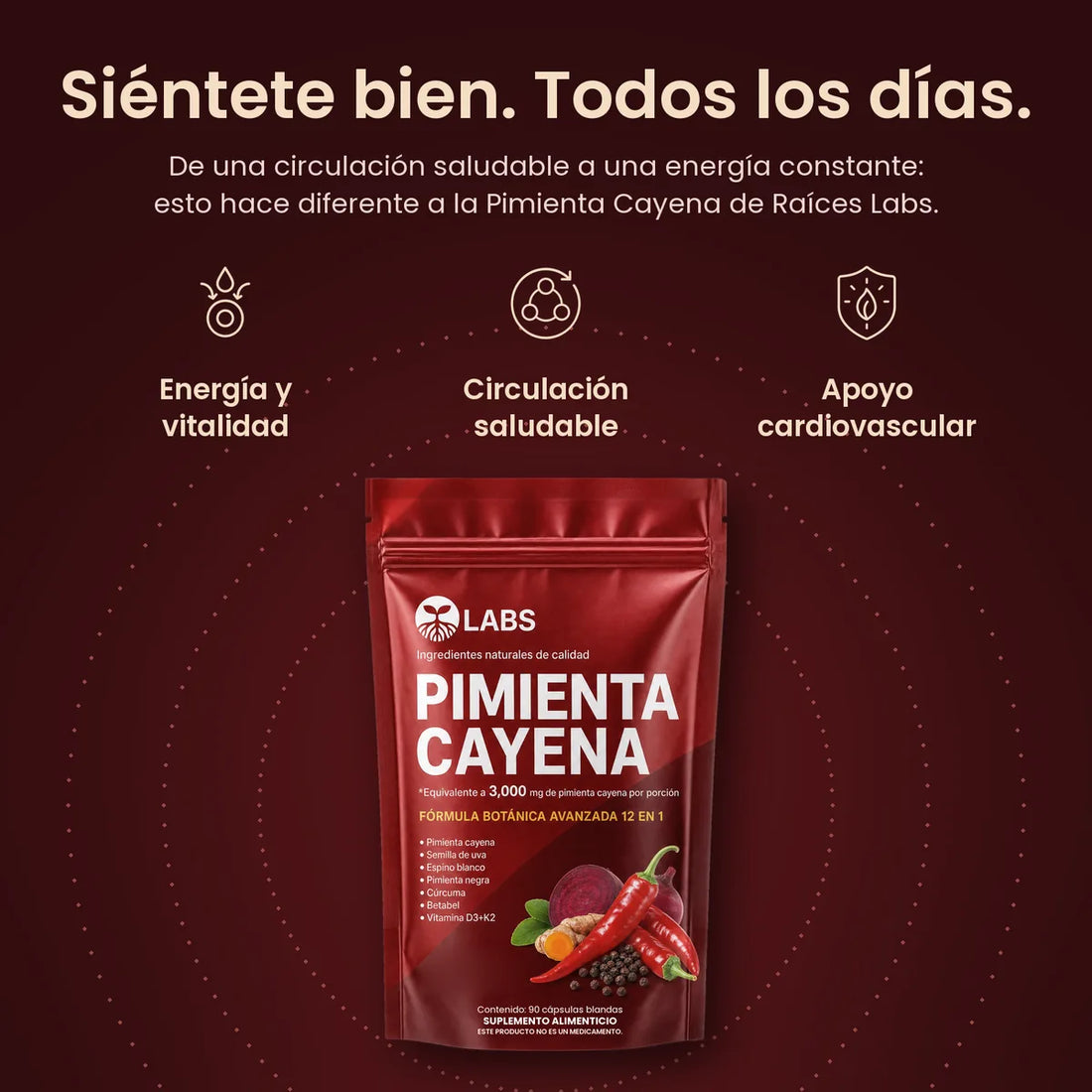 Siéntete bien todos los días con Pimienta Cayena de Raíces Labs