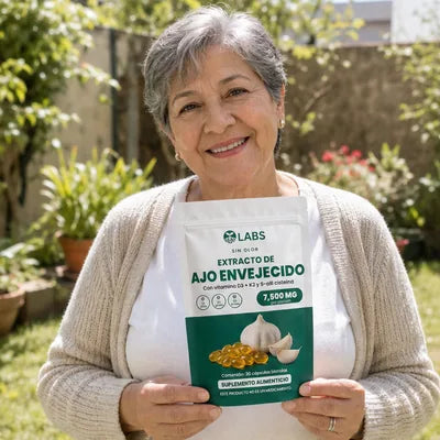 Cliente de Raíces Labs con su Ajo Envejecido