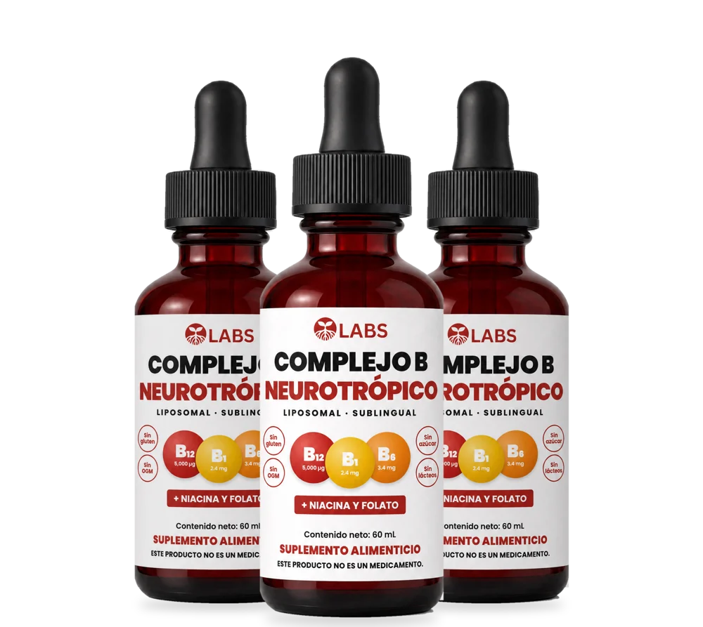 Tres frascos de Complejo B Neurotrópico Liposomal